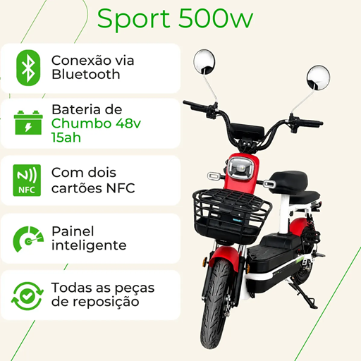Bicicleta Elétrica Ecobikes Sport 500w 48v Aro 14 Scooter